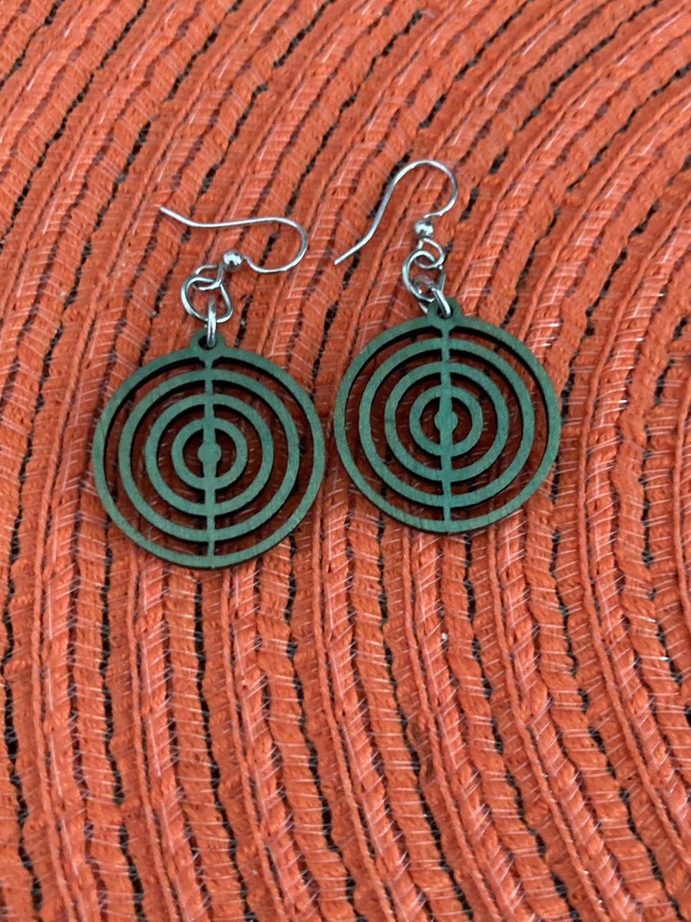 Green Tree Jewelry "Circle Blossoms" Laser-Cut Wood Dangle Earrings
